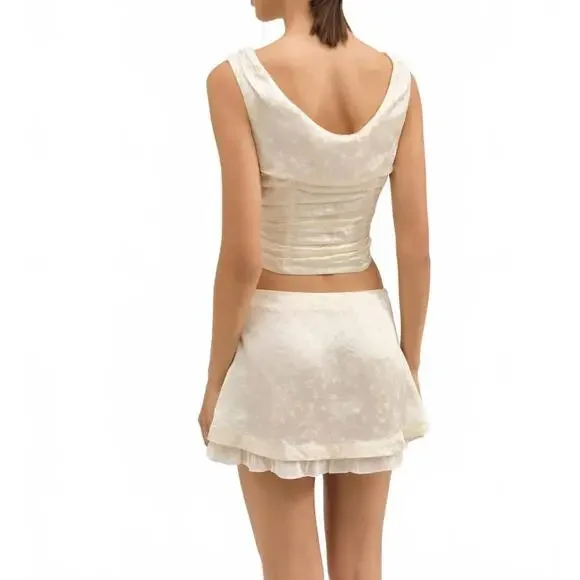 NEW FOR LOVE & LEMONS carla jacquard corset top in cream - Picture 3 of 4